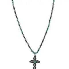 Montana Silversmiths Beaded Turquoise Cross Necklace