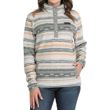 Cinch Ladies Polar Fleece Striped Salmon/Gray/Lavender