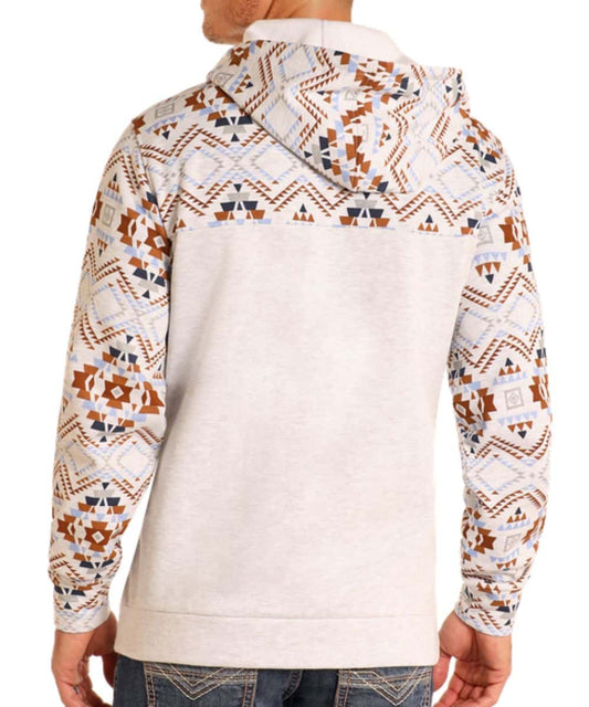 Rock & Roll Men's Gray Aztec Hoodie