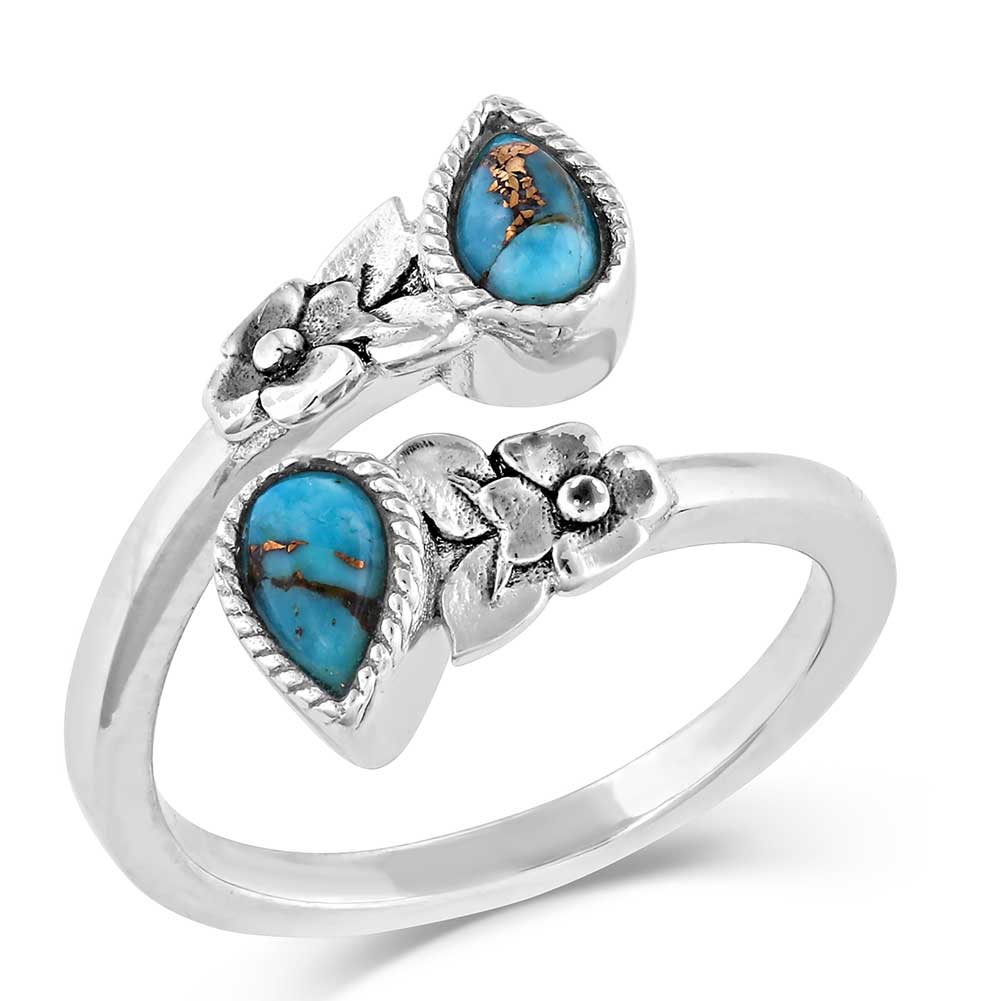 Montana Silversmiths Floral Turquoise Wrap Ring